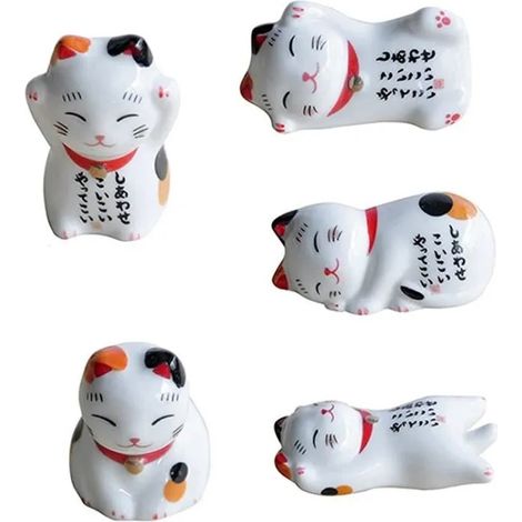 repose-baguettes VIPITH，Petits ornements exquis Porte-Baguettes en céramique Style Japonais Chat Porte-Bonheur en céramique (1/4)