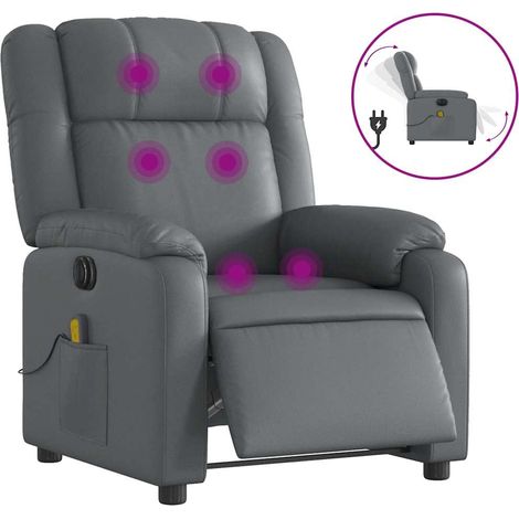 Maison Exclusive - Massagesessel Elektrisch Grau Kunstleder