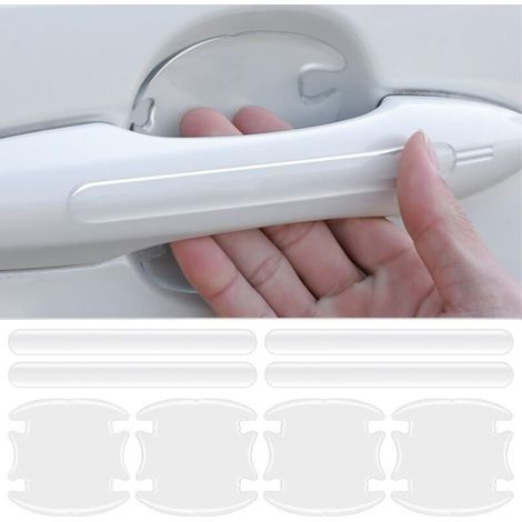 Film Protecteur pour Poignée de Porte de Voiture, 8 Pcs Universel Autocollant Voiture Transparent Autoadhésive pour Poignée de Porte, Anti-Rayures, pour Plupart des Poignées de Porte (1/4)