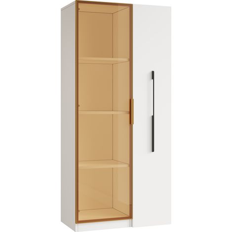 Vitrine en MDF 70×40×160 cm avec portes vitrées, tiroirs latéraux et éclairage LED intégré (1/5)
