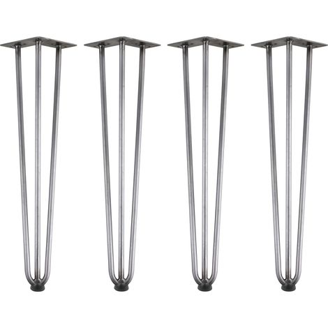 Zelsius 4er Set Tischbeine aus Stahl, (H) 60 cm, Rohstahl, 3 Streben