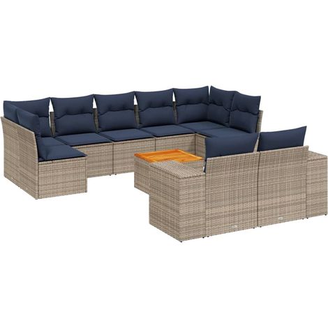 Maison Exclusive - 10-teiliges Gartensofa-Set mit Kissen, grau, P