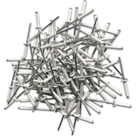 Rivets alu tige acier eclateurs blancs de 4 x 20 plaques d'immatriculation (1/4)