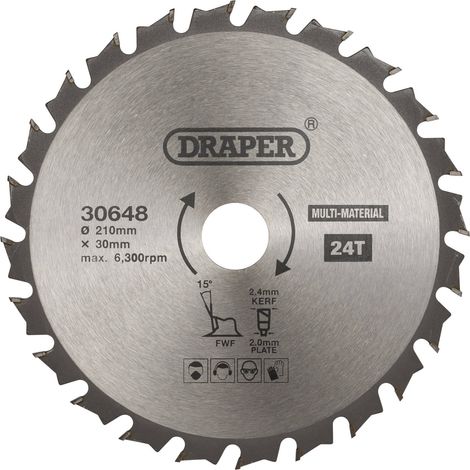 TCT Multi-Purpose Circular Saw Blade, 210 x 30mm, 24T (30648) (1/5)