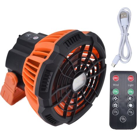 Ventilateur de Camping avec Lumière, Rotation 180°, Design à Crochet Portable, Recharge USB Silencieux, 5 LEDs pour Tente Extérieur (1/5)