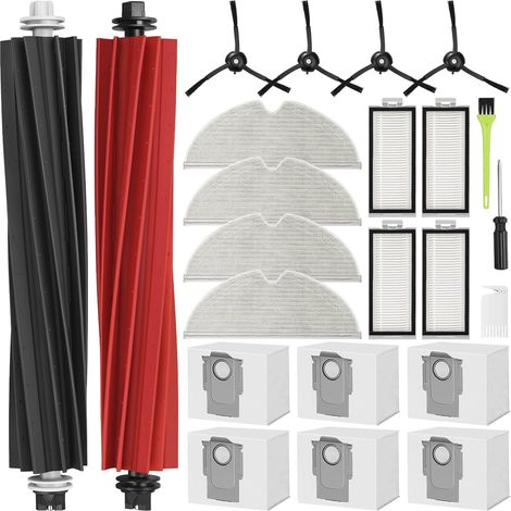 Pièce de Rechange pour Roborock Q8 Max+/Q5 Pro+/Q5 Max+/Q5 DuoRoller+ Aspirateur, 2 Brosses Principales, 4 Filtres Hepa, 6 Sacs à Poussière, 4 Chiffons De Nettoyage, 4 Brosses Latérales (1/5)