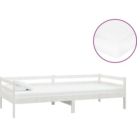 Maison Exclusive - Divano Letto con Materasso 90x200 cm Bianco in Legno di Pino