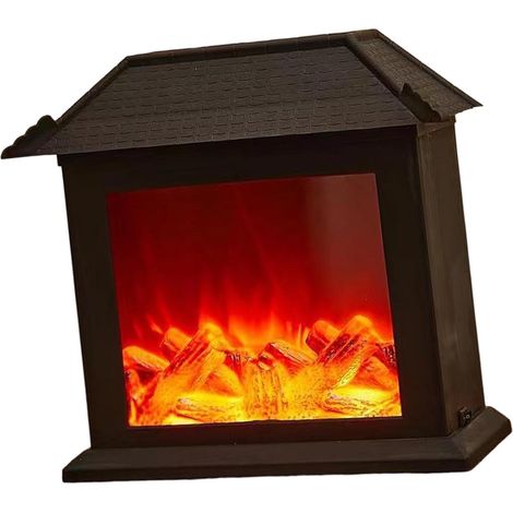 Farol LED para chimenea - Llama - Decoración navideña - Decoración para patio, fiestas y salas - Techo plano, funciona con pilas y USB (1/5)