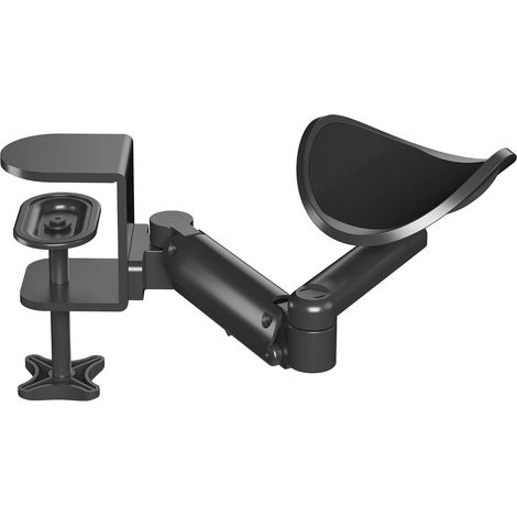 Repose Bras Ergonomique, Support de Bras D'ordinateur Pivotant 360°, Extension de Bureau D'ordinateur 342 mm, Repose Poignet Réglable, Aluminium, Charge 12 kg, Noir