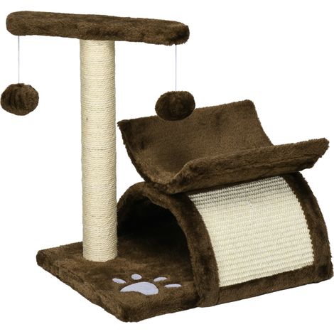 Árbol rascador para gatos 43 cm con túnel, cama en U y sisal, marrón HOMVRA (1/5)