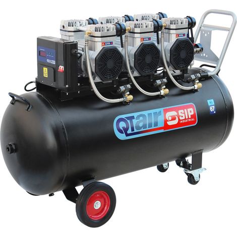 Sip Qt Air DD 4.5HP 200 Litre Ultra Low Noise Oil-Free Direct Drive Compressor - L126 x W47 x H87 cm - Black