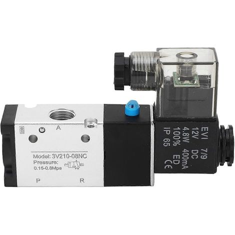 Électrovanne pneumatique 1/4" NPT, 2 positions, 3 voies, indice de protection IP65, à commande pneumatique, 12 V CC (1/4)