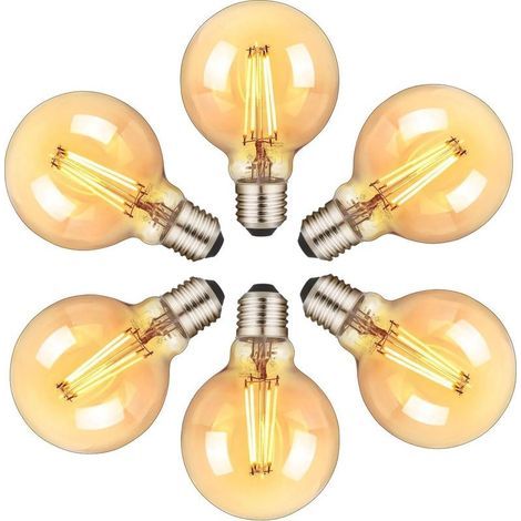 Ampoules LED E27, lot de 6 ampoules Edison vintage 6W (équivalent 60W), 2200K, filament LED blanc chaud, lampe décorative rétro pour la maison, le restaurant, le café, le bar (1/5)