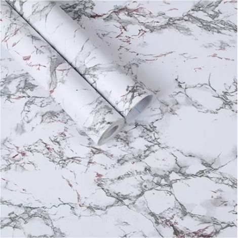 Papier peint marbre blanc auto-adhésif à décoller et coller papier contact pour déco maison salon cuisine (1/5)