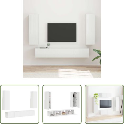 Armoires murales - Ensemble meuble TV 3 pcs Blanc brillant Bois d'ingénierie (1/5)