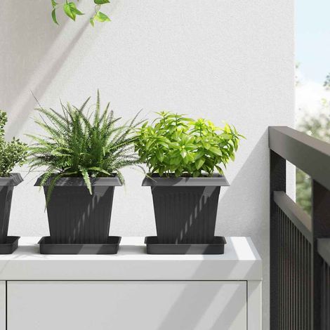 Quadratischer Blumentopf 24 pcs Schwarz 16 x 16 x 14 cm