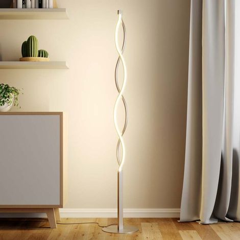 [GEBRAUCHT] B-Ware Lindby Stehlampe Auron LED dimmbar Touchdimmer warmweiß nickel 150cm Höhe 25cm (1/2)