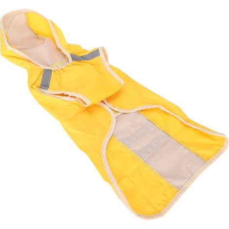 Imperméable pour chien, taille M, jaune, ajustable et léger, avec bande réfléchissante de sécurité (1/5)
