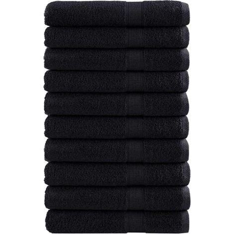 vidaXL Toalla de Invitado SOLUND 25 uds. Negro 80 x 200 cm 550 gsm (1/2)