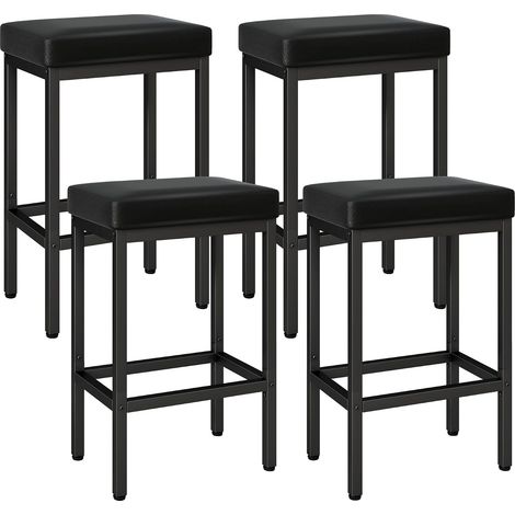 Tabourets Bar Lot de 4 PU Métal, Noir HBS513B-2 (1/5)