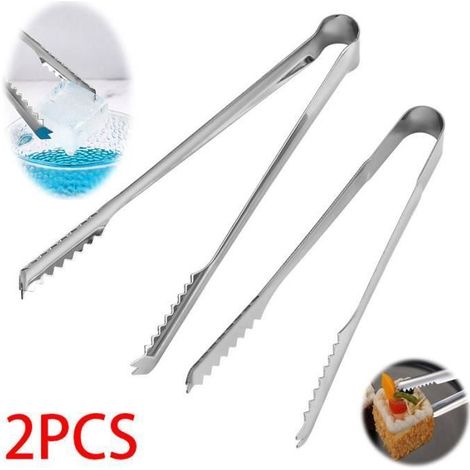 Pince de Cuisine,Pince à Barbecue,pince à glaçons,Pinces Alimentaires,Pince à Griller en Inox,pour bar,café,buffet,dessert,salade (1/4)
