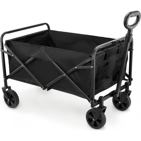 Chariot de Plage Pliable avec Poignée Réglable - Chariot à roulettes idéal pour la Plage, Camping, Courses, Jardin - Capacité 80L / Charge 80KG, Roues Pivotantes 360°