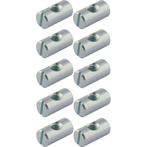 Cyclingcolors – Lot de 10 écrous cylindriques M6 en acier chromé – Filetage métrique pas standard – Pour assemblage meuble bois – Connecteur lit bébé, table, armoire