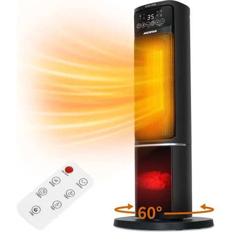Chauffage d'appoint, 2000W, Céramique PTC, Minuterie 12h,Ultra Silencieux, Affichage LED, 5 Mode,ECO,Télécommande, Oscillation à 60° (1/5)