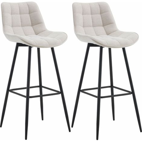 Set de 2 Taburetes de bar Dartford Crema Tela