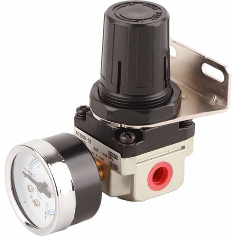 Luftdruckregler 0,05–0,8 MPa mit Manometer, Aluminium-Überdruckventil, 1/4-Zoll-Anschluss, Druckregler für Kompressor (1/5)