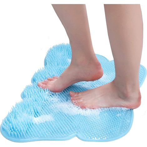 Tapis de massage et nettoyage des pieds pour douche en forme de papillon, acupression pour relaxation optimale, ventouses antidérapantes, poils nettoyants, améliore circulation sanguine, apaise pieds (1/5)