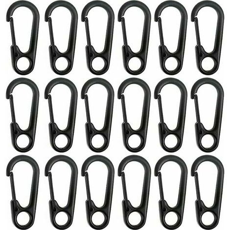 Portachiavi con moschettone in lega di zinco UlisemMini per arrampicata, escursionismo, alpinismo, campeggio e per appendere oggetti (nero, dimensioni: 31,3 × 14,3 mm), confezione da 20. (1/4)