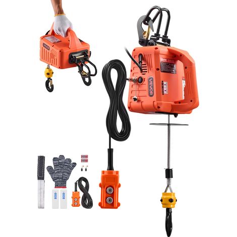 Palan Électrique Portable 3 en 1 Treuil Électrique 500 kg Treuil Levage 1500 W pour Usine Entrepôt Garage, Hauteur Levage 7,6 m Vitesse 5 m/min, Commande Manuelle Télécommande Filaire sans Fil (1/5)
