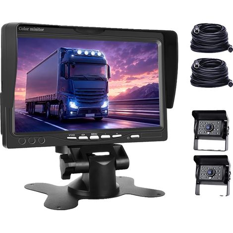 Monitor per auto, visione notturna, design impermeabile, con 2 AHD e 2 cavi (1/2)