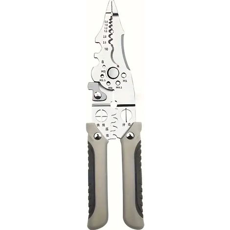 Pince coupante et dénudeuse multifonctionnelle en acier inoxydable, 1 pièce, pince électrique industrielle de 20 cm (8 pouces) (1/4)
