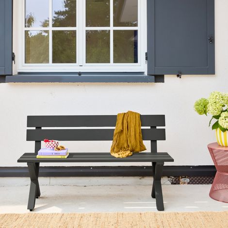 Banc de jardin aluminium 2 places anthracite - Terralu (1/5)