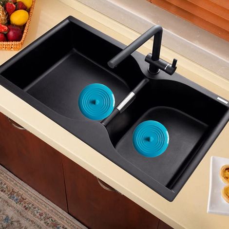 2 bouchons de bonde de baignoire, silicone souple, 15 cm, étanches, pour évier cuisine, baignoire, lavabo et buanderie (1/5)