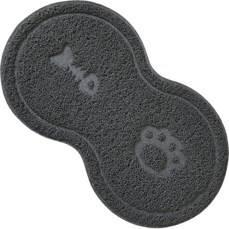 Tappetino per ciotola per cani e gatti, in silicone, per cani e gatti, impermeabile e antiscivolo, in PVC, grigio, 45 x 25 cm