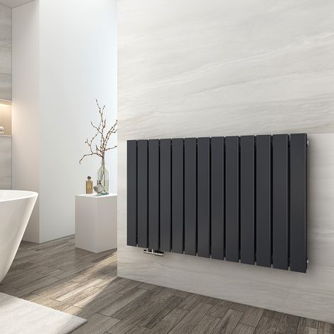 EMKE Radiateur eau chaude en acier Radiateur Double couche Tube plat Montage mural Anthracite 63x100cm