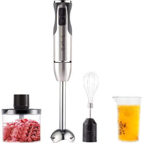 Frullatore a immersione, frullatore a immersione multifunzione 4 in 1 da 1000 W, 20 velocità regolabili, con frusta, robot da cucina
