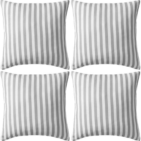 Set 4 cuscini cuscino per esterno decorazione giardino riga 45 x 45 cm grigio DEC020110
