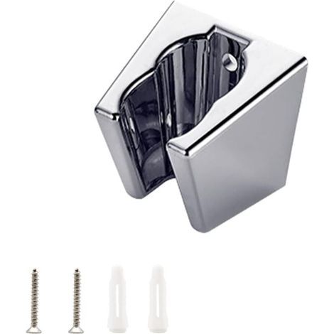 Silberner Duschkopfhalter, Duschkopfhalterungen, Wandmontierter Duschkopfhalter mit Schrauben, Zwei Kartenfächer, Kompatibel mit den meisten Duschdüsen (1/4)