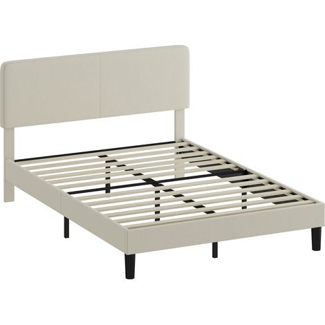 Struttura Letto 140x200 cm con Testiera Imbottita Regolabile in Altezza e Doghe in Velluto a Coste Grigio (1/5)