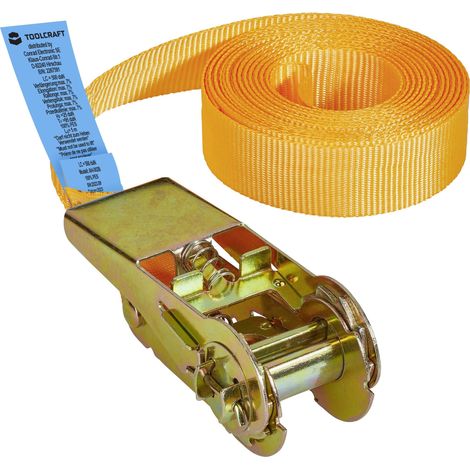 Toolcraft – Sangle de serrage simple TO6802773 – Force de traction 250 kg – 5 m x 25 mm – Pour arrimage sécurisé d'objets (1/3)
