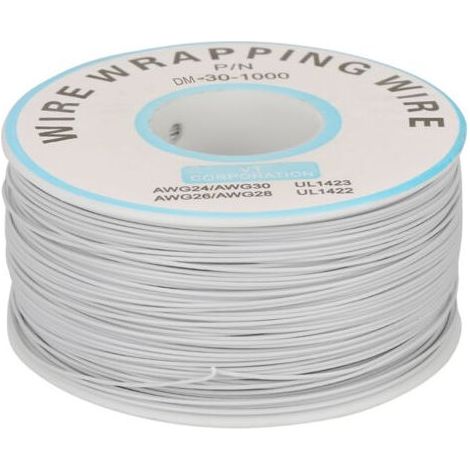 1 rouleau de fil d'emballage, fil de cuivre simple, cble 30AWG, diamètre de noyau de 0.25mm (blanc) (1/5)