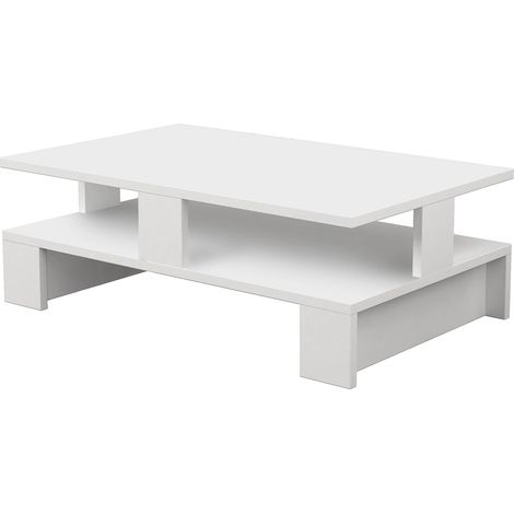 Mesa de centro 2 niveles color Blanco. (Alto 28 cm/Ancho 80 cm/Fondo 50 cm) (1/3)
