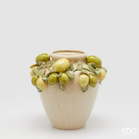 EDG Enzo De Gasperi Vaso Freaky Limoni Anfora H 26,5 Cm D 27 Cm Ceramica Waterproof Yellow Green (1/3)