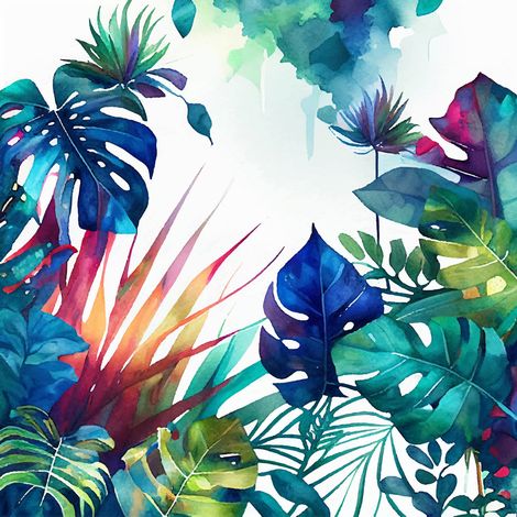 Papier peint panoramique - Feuilles tropicales - 320 cm x 320 cm (1/2)