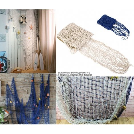 TrAdE Shop Traesio - Rete Pesca Decorativa 150x200cm Nautica Tema Marino Mare Casa Ristorante Wedding -
