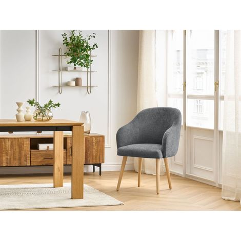 BOBOCHIC - Chaise SOPHIE tissu texturé et pieds scandinaves bois Gris foncé (1/5)